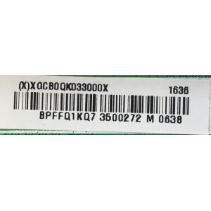 MAIN PARA SMART TV SHARP / NUMERO DE PARTE XGCB0QK033 / 715G7228-M01-001-004Y / BPFFQ1KQ7 / J1609030675 / MODELO LC-32LB481U